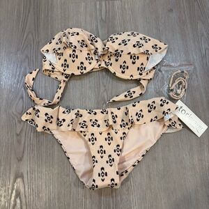 Tori Praver Swimwear Peach and Black Bikini Size Medium